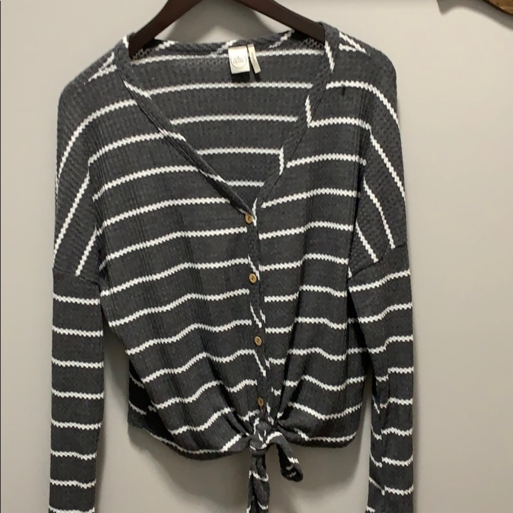 Grey w/ white strip shirt